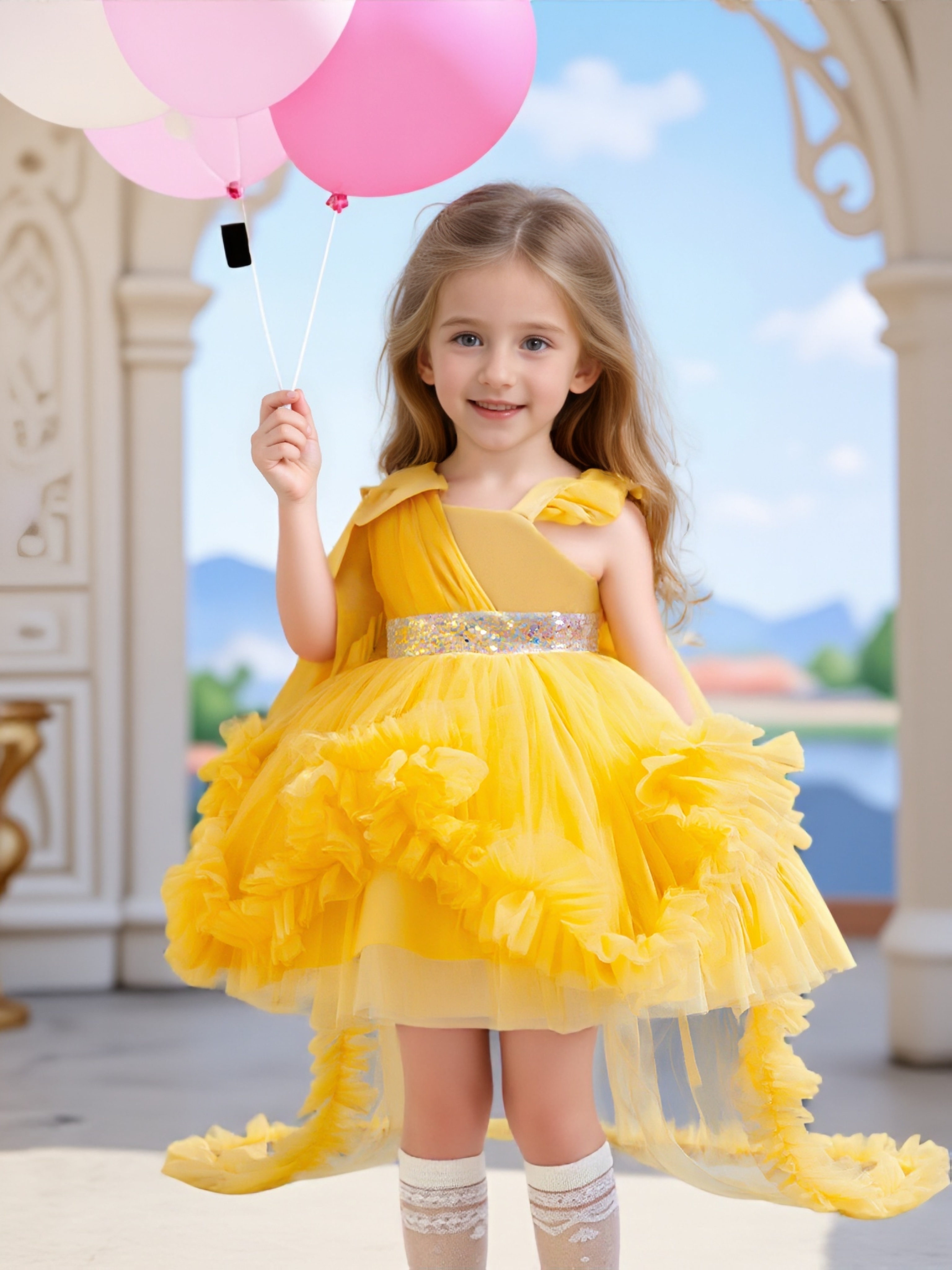 birthday dresses myntra Baby Girl's Gold Sequin 1st Birthday Party Dress Prom Gown – Children's  Territory a Unit of VIC&SI LLC main image 1