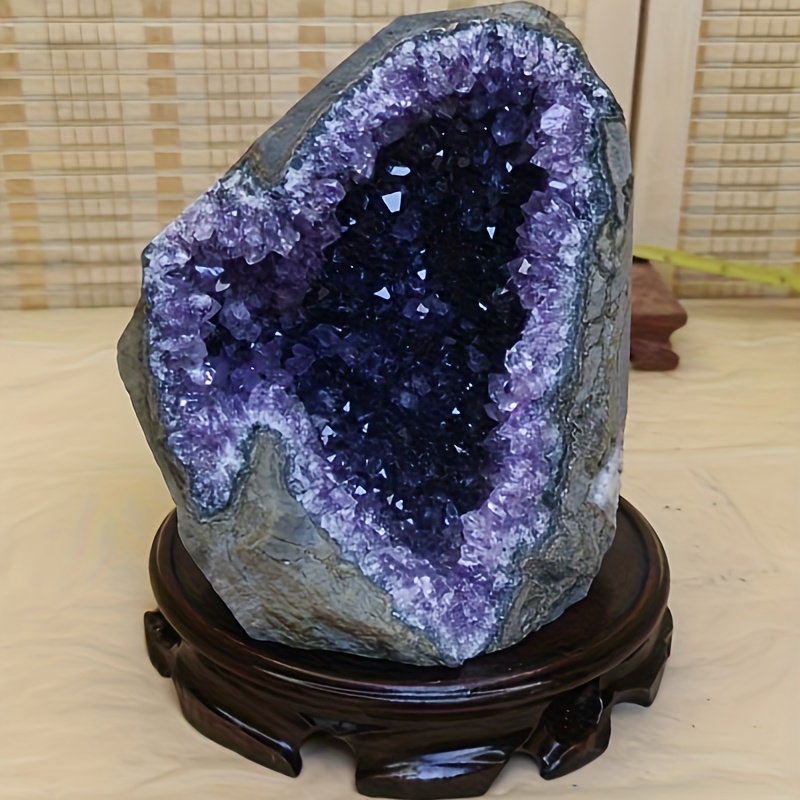 TEMU Natural Purple Amethyst Cave Rock Cluster Amethyst Gemstone Specimen Ornament - Birthday Gift
