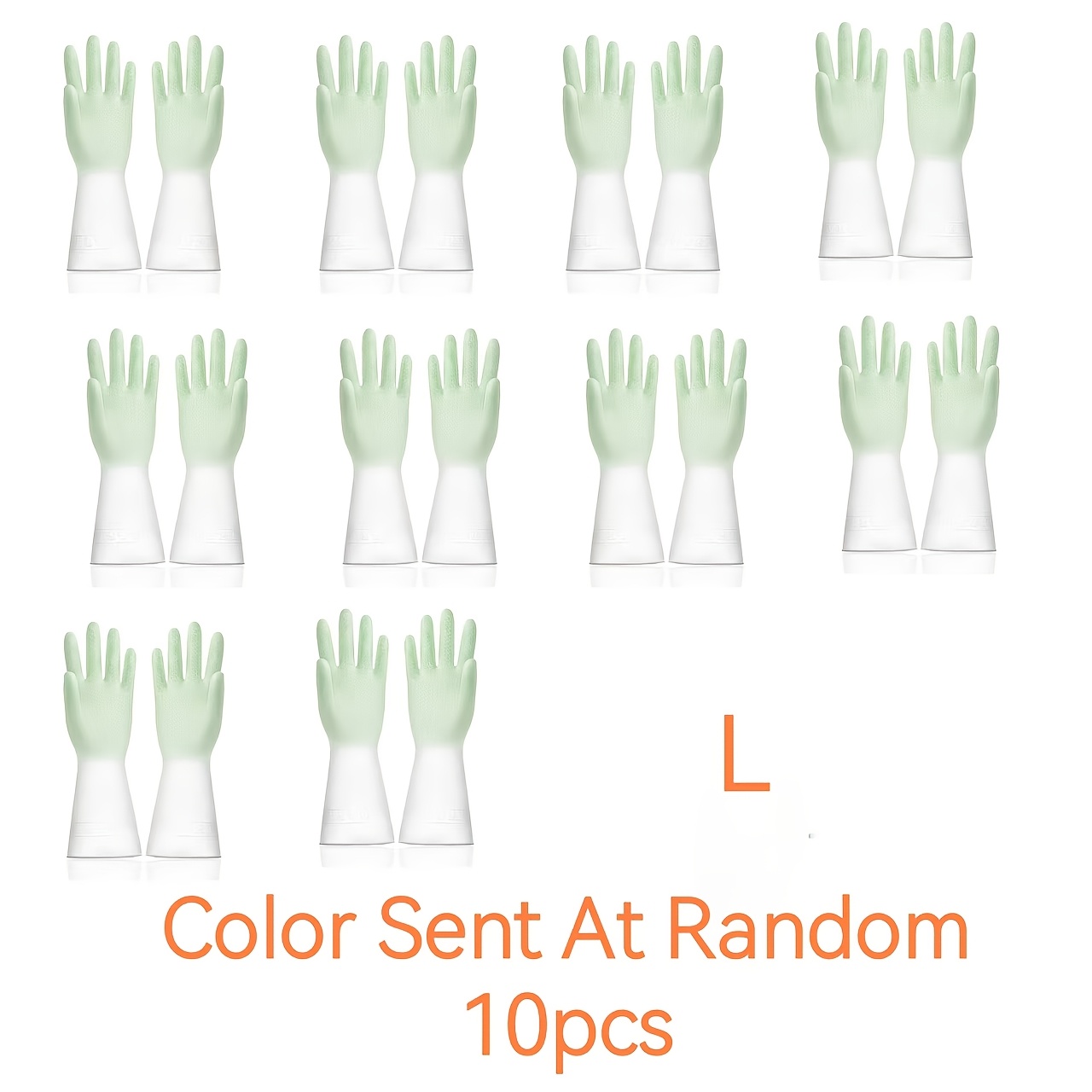 TEMU 10pcs Thickened Latex Kitchen Gloves - Beige And Mint Green, Non-slip Grip, Durable Material, Ideal For Dishwashing, Cleaning, Kitchen, Kitchen