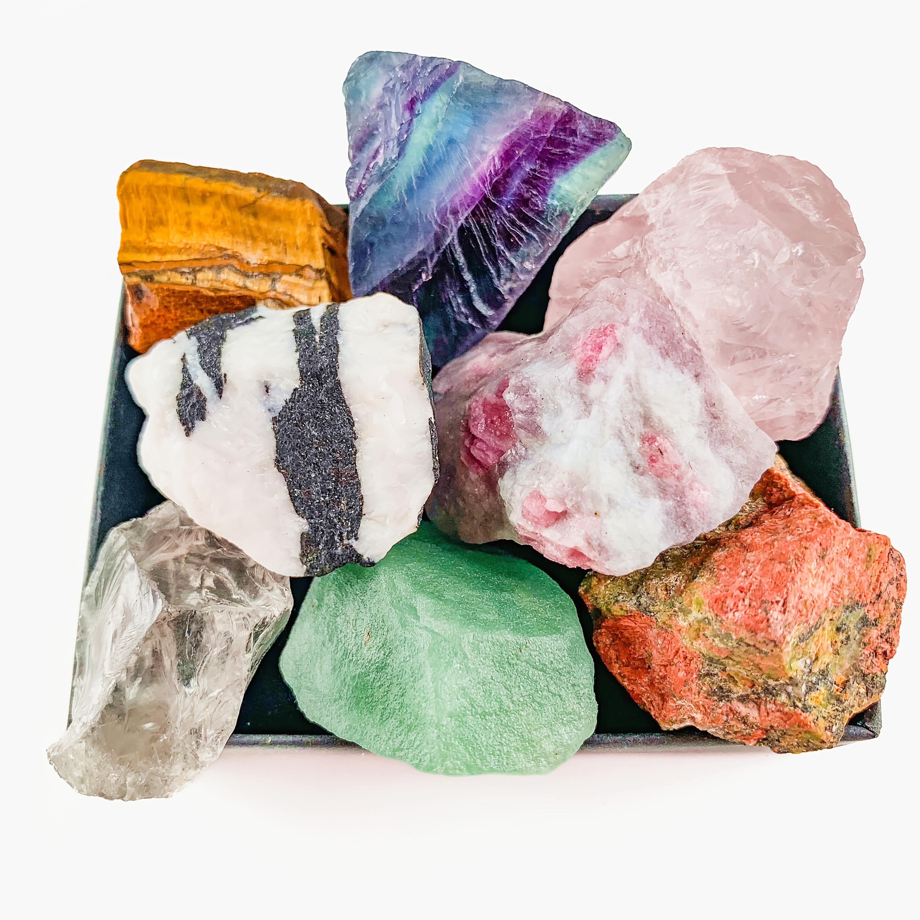 Image of 8pcs/set Of Natural Large Size Crystal And Box, Perfect Gift And Your , Home Decoration, Fish Tank Filling, Jewelry Making, Garden, Fountain, Other Items