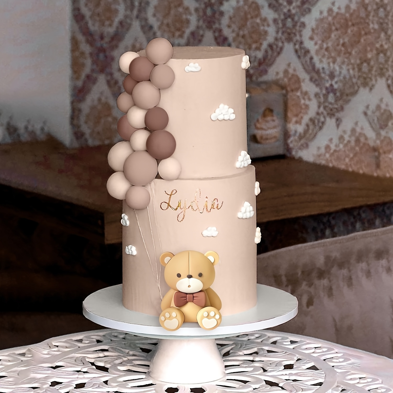 brown bear cake topper resin baby bear bow tie Temu