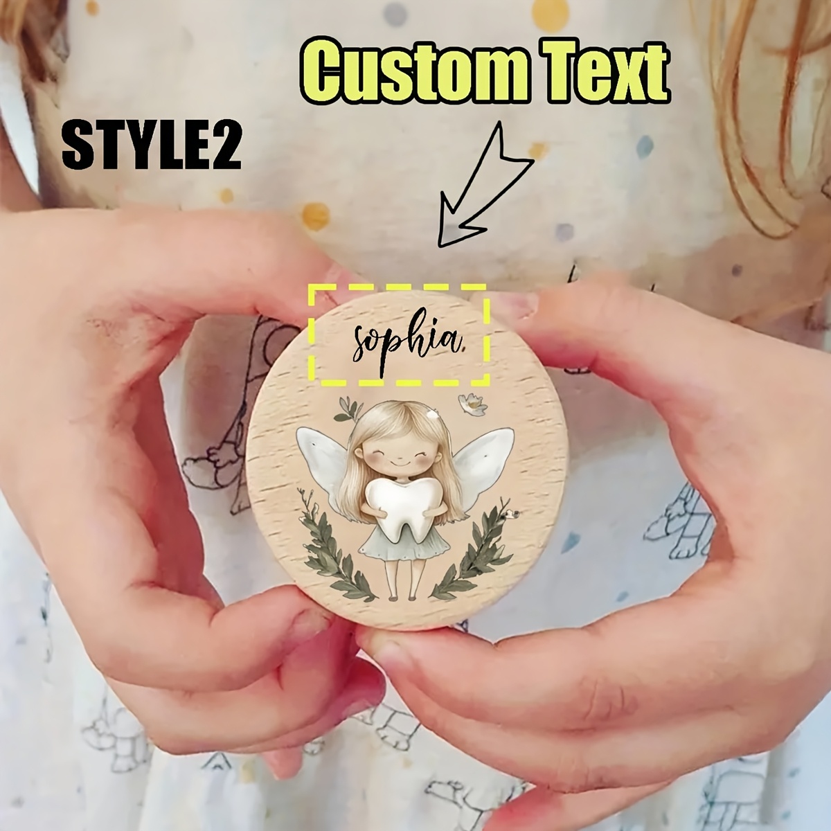 TEMU Custom Wooden Storage Box, Tooth Box, , Jewelry Ring Box, Wooden Storage Box With Tooth Fairy And Tooth Patterns, Featuring A Drip-drip Tooth
