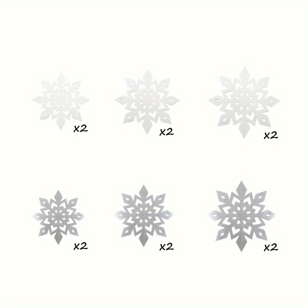 Image of 12pcs Christmas 3d Hanging Snowflakes Ornaments White Silvery Snowflakes Hanging Garland For Winter Holiday New Year Party Home Decoration