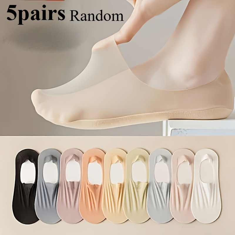 E-shop Zufällige Farbe 5 Paar Damen Sommer Dünne Nahtlose Unsichtbare Socken, Kleine & Große Größen, Mesh Atmungsaktiv, Anti-Rutsch & Rutschfest. Damen