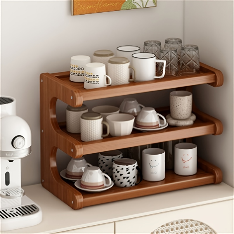 4-layer Desktop Storage Shelf, Wooden Storage Shelf, Office Stationery Holder, Storage Rack For Home, Thickened Bookshelf, Mug Display Rack, Standing Shelf
