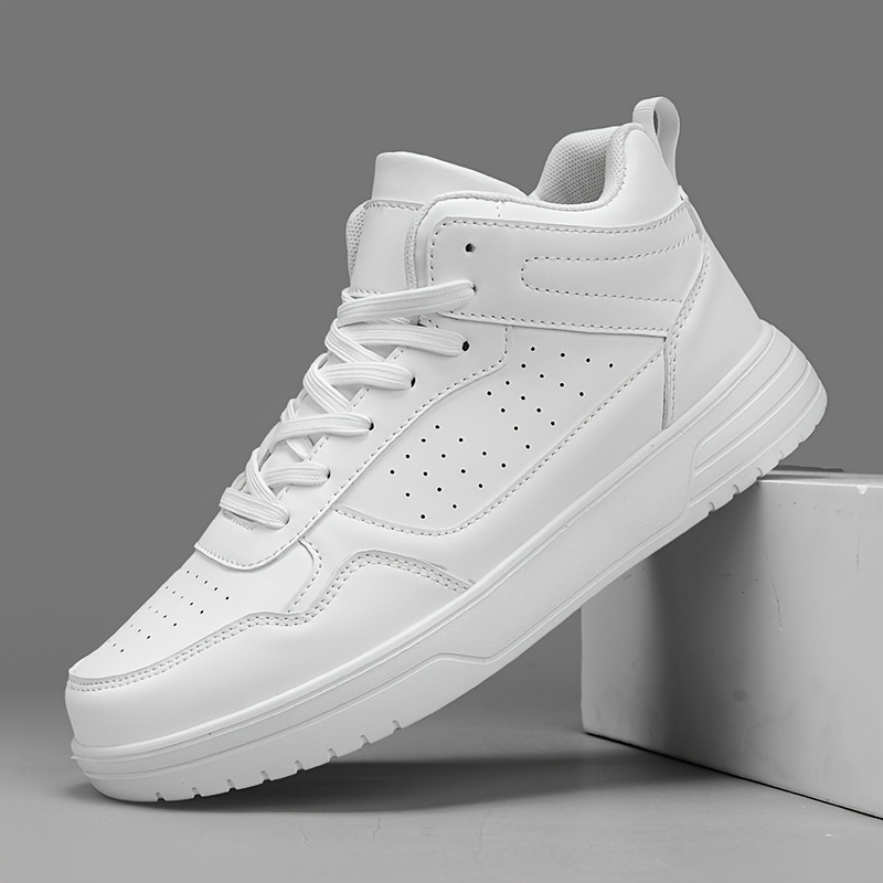 *'S High-Top Lace-Up Sneakers White, Breathable Cover, EVA Insole, MD  Sole Casual Outdoor Shoes for Basketball, Hiking Daily