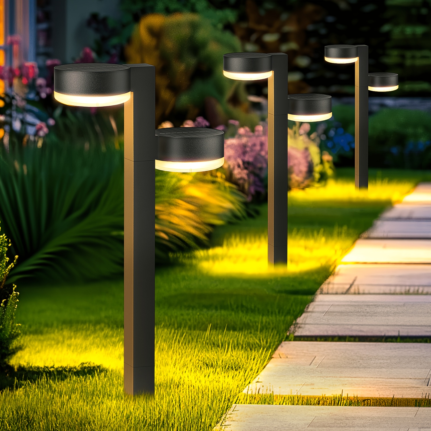 Image of 4/8 Pack Solar Lights Outdoor Garden, 2-in- Bright 3500k Warm White Solar Lights For Outdoor Use With 24 Leds, Auto , Solar Garden Lights For Path, Lawn, Yard, Patio, Balcony