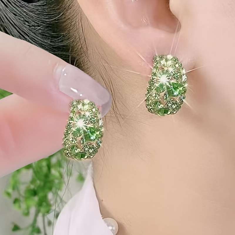 cool shiny rhinestone decor earrings for girls elegant jewelry gift details 0