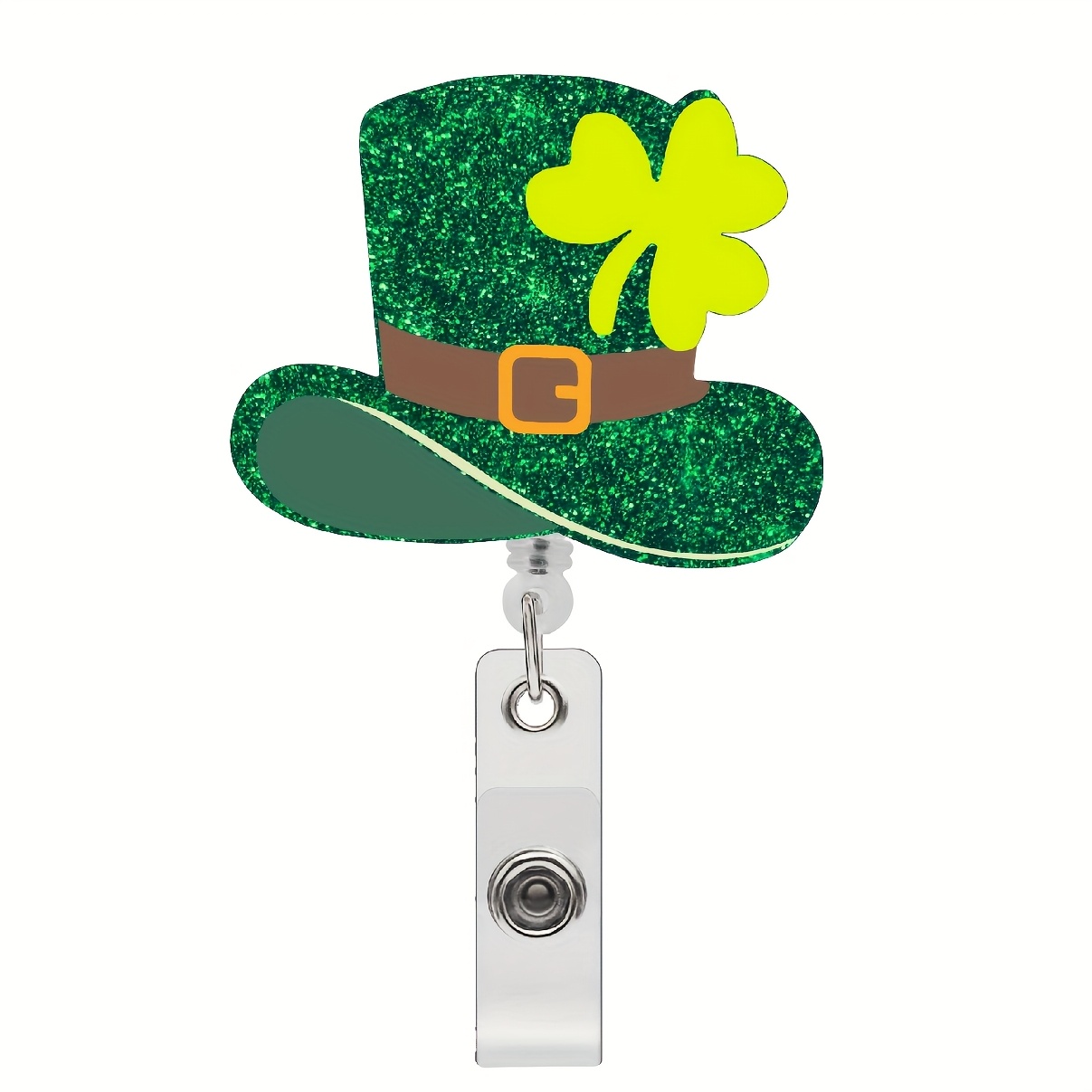 

1pc 's Day Clover Id Badge Holder, Abs Material, Retractable Design, Clip-on Accessory For Belts, Pockets, Purses, And Backpacks