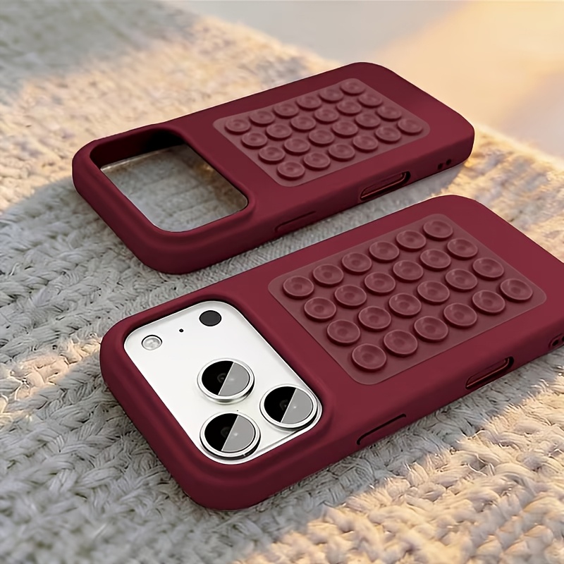 TEMU Étui de téléphone : Étui mat simple avec ventouse pour iPhone 17 Pro Max, 15 Pro, Premium 14-13