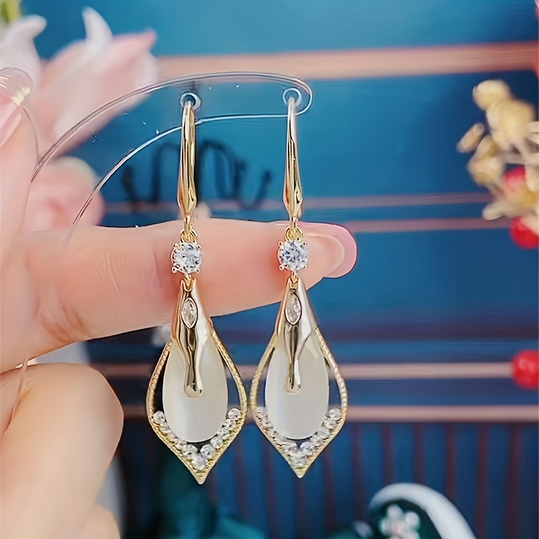 TEMU 1 Paire de Boucles d'Oreilles Pendantes Élégantes avec Synthétique , Boucles d'Oreilles Pendentif de avec Synthétique Brillant - Bijoux de Mode