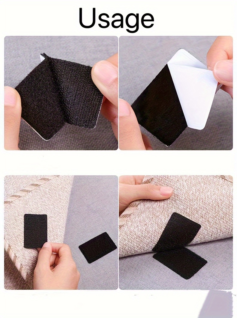 sofa cushion non slip patches 10 pairs strong   hook and loop tape no drill dual sided fastener strips for wall floor use other material no electricity or tools required details 0