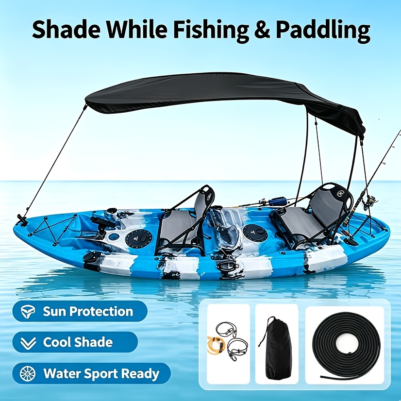 Single-Person Kayak Sun Shade with Storage Bag and Mounting Clips
