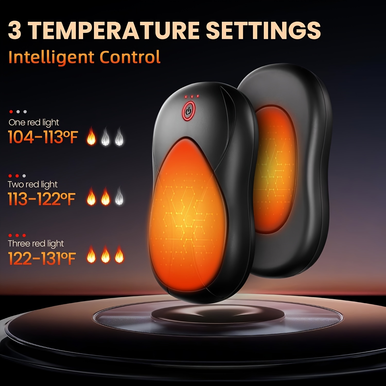 2 rechargeable hand warmers, portable pocket heaters with 3   heat settings & 12-hour long-lasting   – ideal for home and outdoor camping use 0