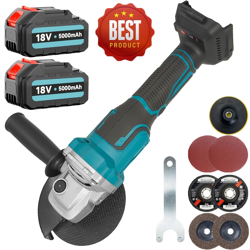 Image of 470w Cordless Angle Grinder With 2 Batteries 5000 Mah & Charger, 125mm Angle Grinder 7800rpm Brushless Motor, Grinder Tool For Metal Wood Polishing Rust Removal