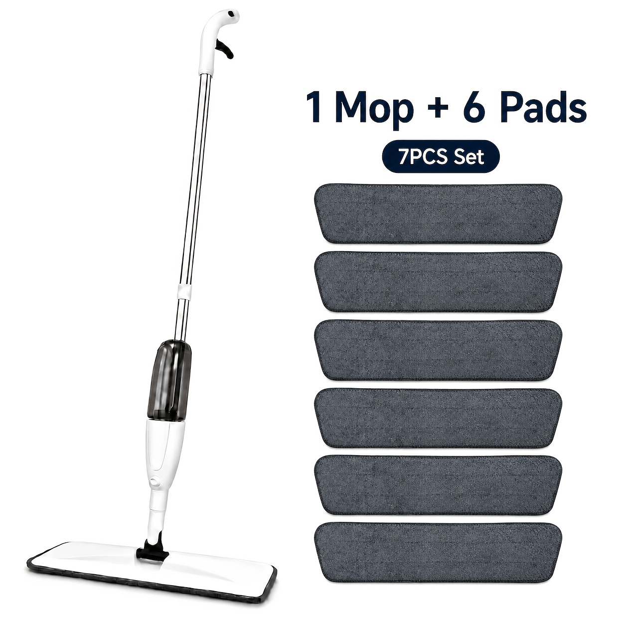 TEMU Ensemble Balai Vaporisateur Maison 1 Balai et 6 Lingettes de Rechange Balai Plat avec Pulvérisation d'Eau Nettoyage pour Plancher de Bois