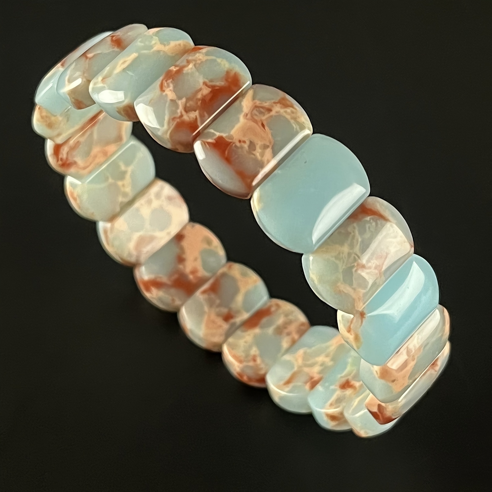 TEMU 10*14cm Natural Shoushan Stone Hand Pendant Bracelet For Couples, Suitable For Men And Women