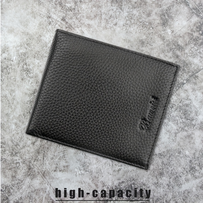 

Men's Genuine Leather Short Wallet Rfid Blocking Soft Leather Wallet With Coin Pouch Black Business Wallet New Multi-card Bag Holder Money Clip