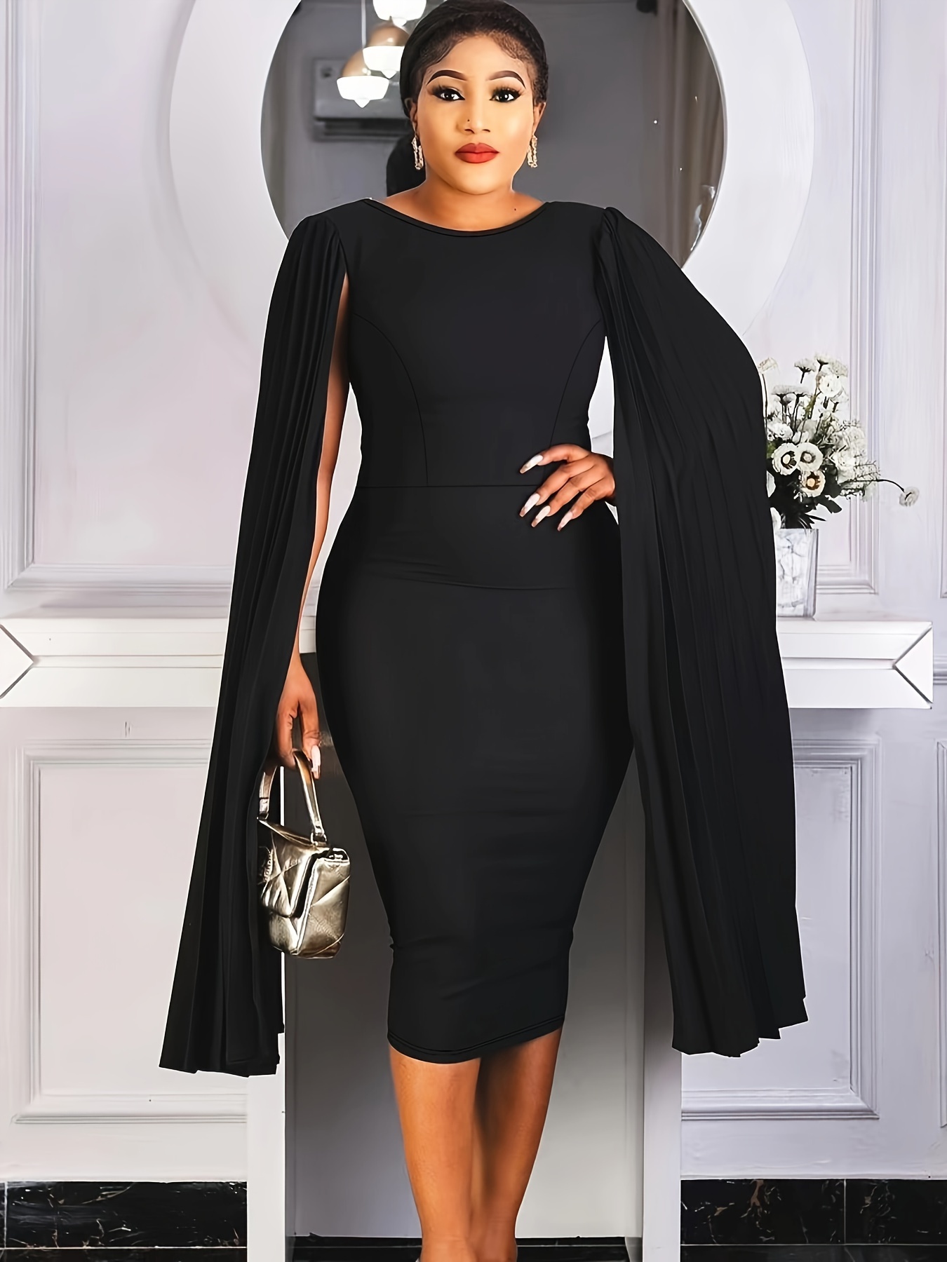 plus size cape dress sold on Temu United States