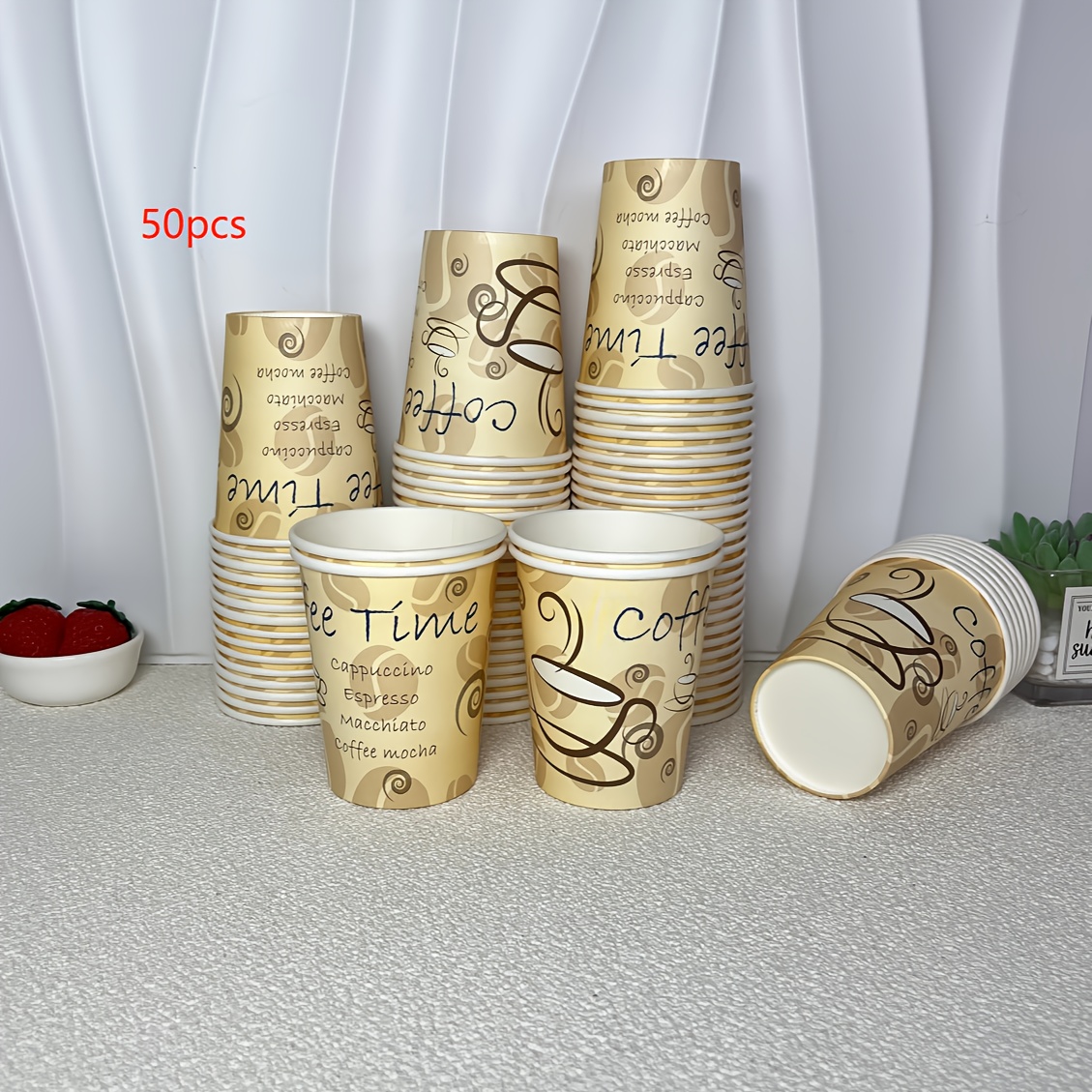 50/100 8oz Disposable Paper Cups, Household And Commercial Coffee Cups, Hot Drink Paper Cups, Food Grade, Latte Milk Tea Cups Are Very Suitable For Coffee, Juice, Water, Home And Supermarket Tasting