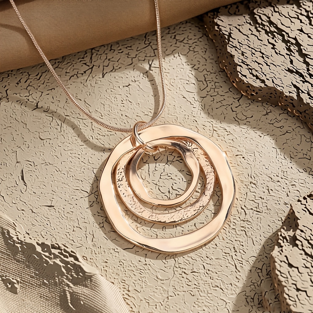 Men's Simple Fashion Irregular Three-Ring Necklace Personalized Pendant Jewelry Gift For Boys Suitable Accessories For Men And Women Gifts For Boyfriends And Girlfriends Birthday/Party/Party/Festival Gifts