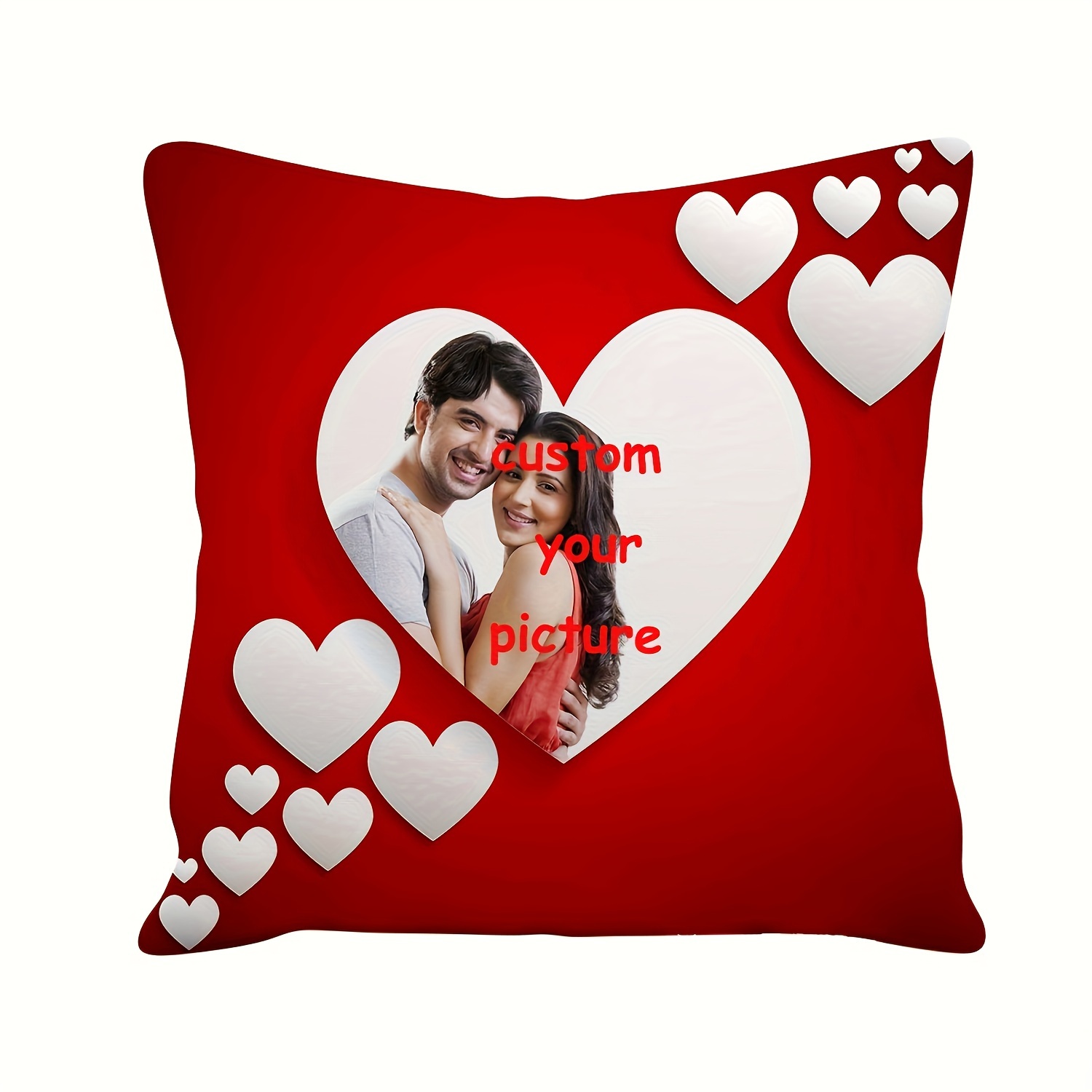 

Housse de Coussin en Peluche en de Cœur Personnalisable et à l'Étreinte 18x18 - Parfaite pour les Couples, pour le Canapé & la Décoration de , Fermeture Éclair, Lavage à Uniquement