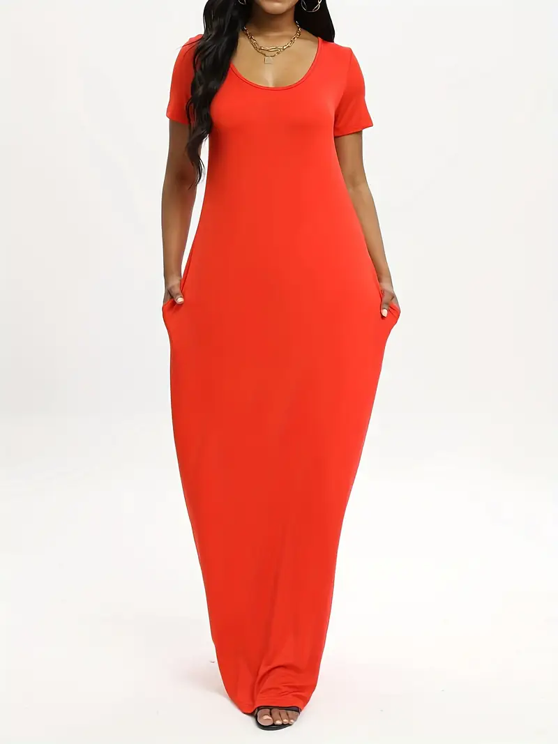 1pc elegant plus size maxi dress pockets polyester knit - Temu United Arab Emirates 1pc elegant plus size maxi dress pockets polyester knit - Temu United Arab Emirates