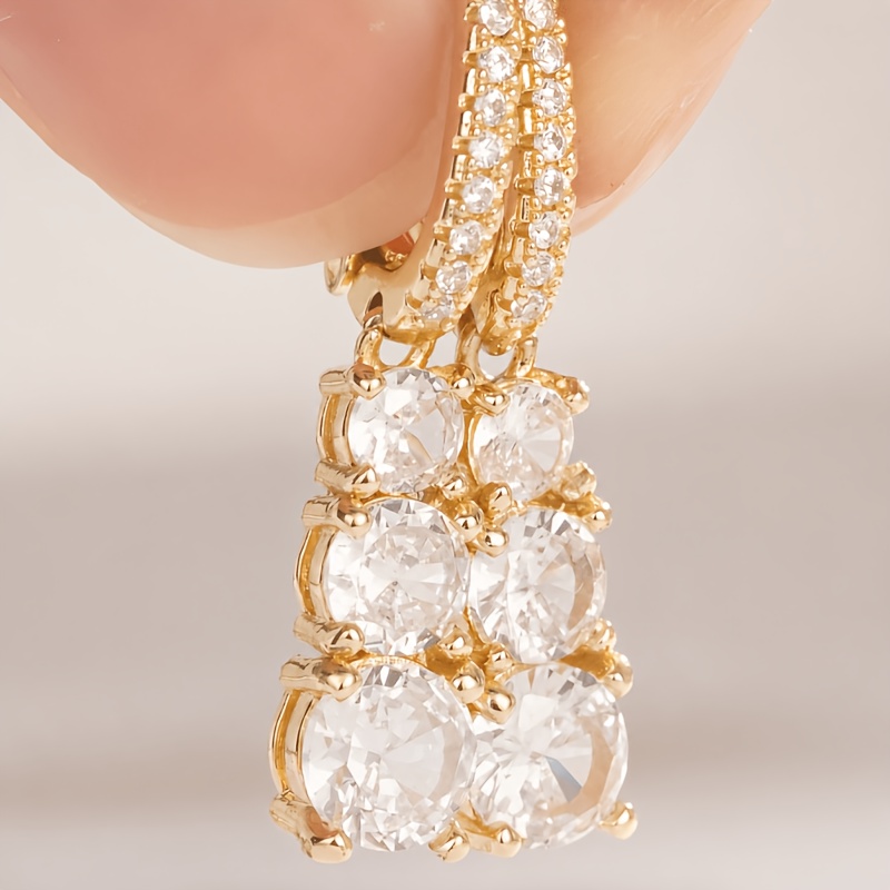 TEMU Boucles d'oreilles créoles élégantes à incrustation de pour femmes, pour banquet, fête, mariage, vacances, , boucles d'oreilles créoles dorées