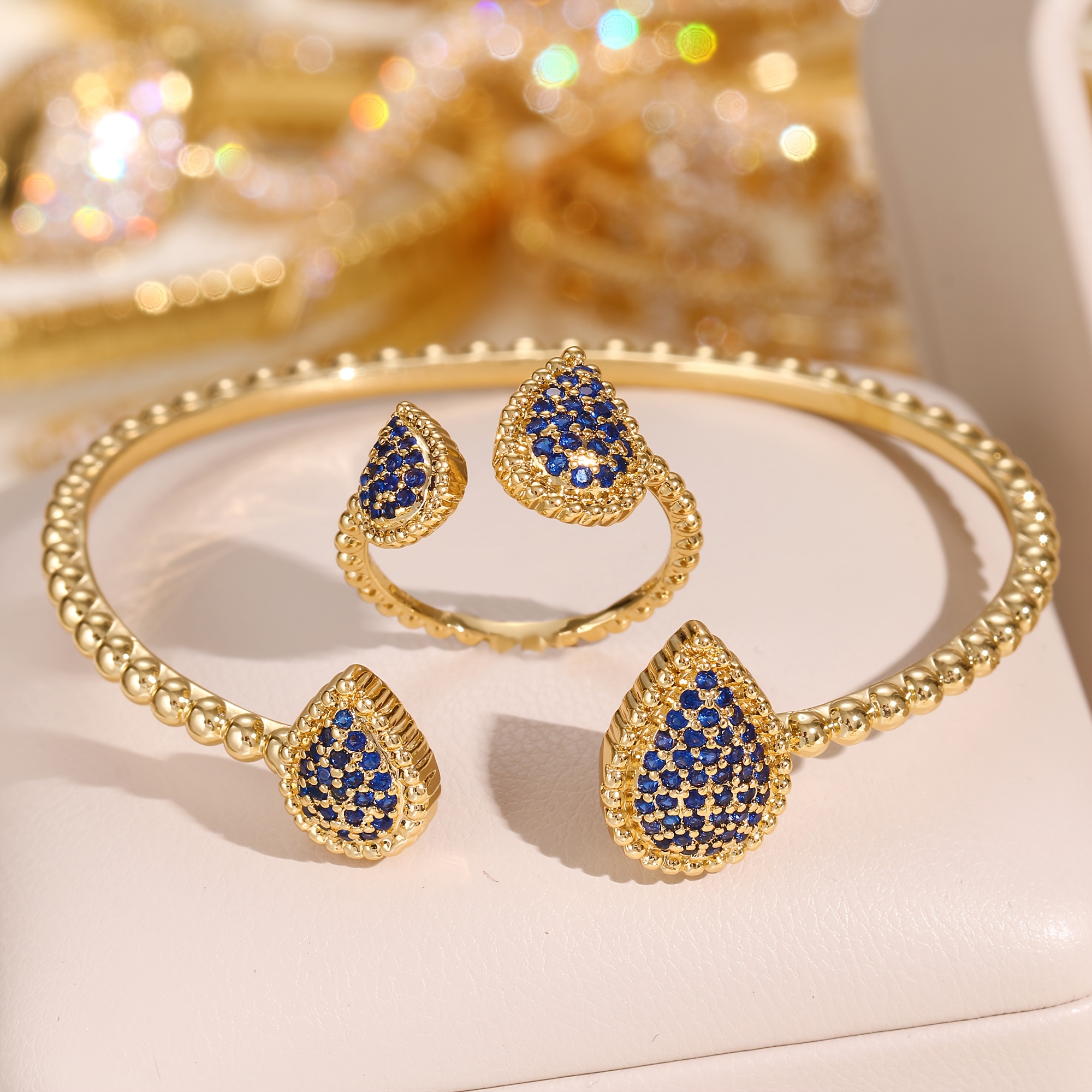 E-shop Einfaches, abwerfbares, offenes Armband und Ring, verstellbares Kombinationsset