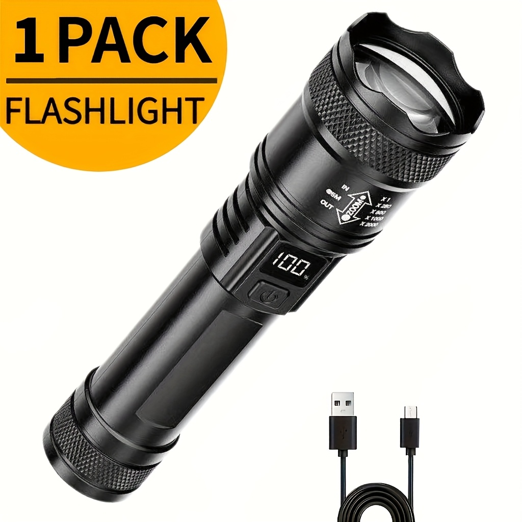 TEMU 2/ 1 Pack Flashlight Battery Operated Rechargeable Flashlight High , Flashlight Tactical Flashlights, Bright Led Flashlights With High And 3 ,