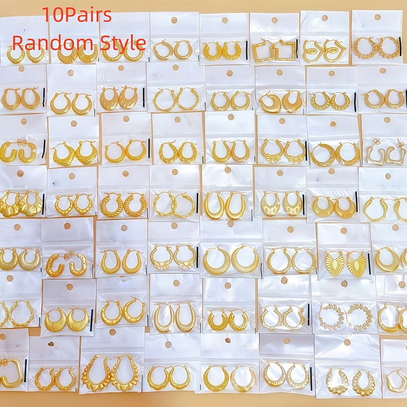 TEMU Lot de 10 paires de boucles d'oreilles tendance pour femme, style irrégulier géométrique à petit cercle, durables, pour fêtes, cadeaux, réunions