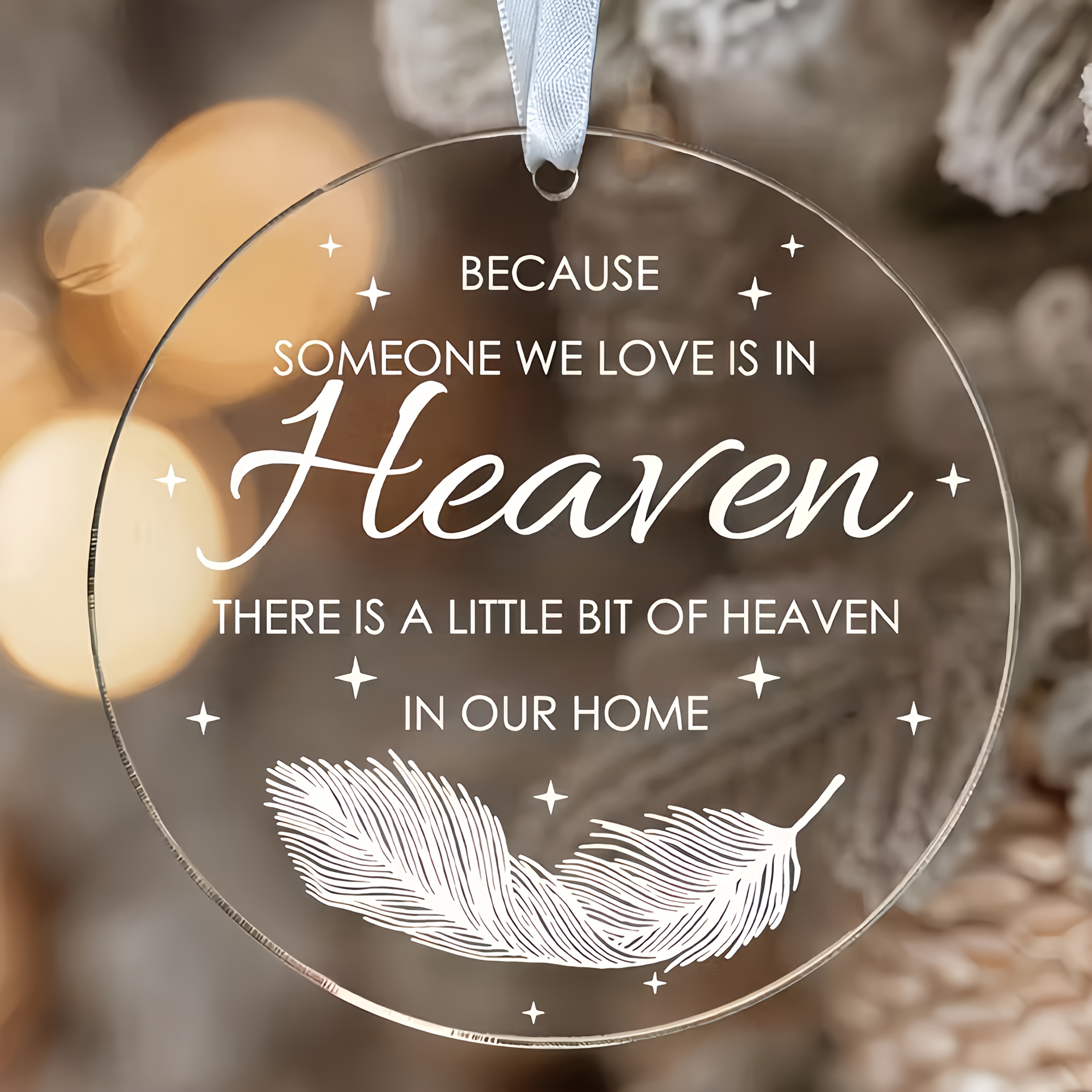 TEMU 2d Flat, Memorial Feather - Acrylic Feather Ribbon With Hanging Loop Suitable For Christmas, Easter, Thanksgiving Decorations - In Gift For Loss