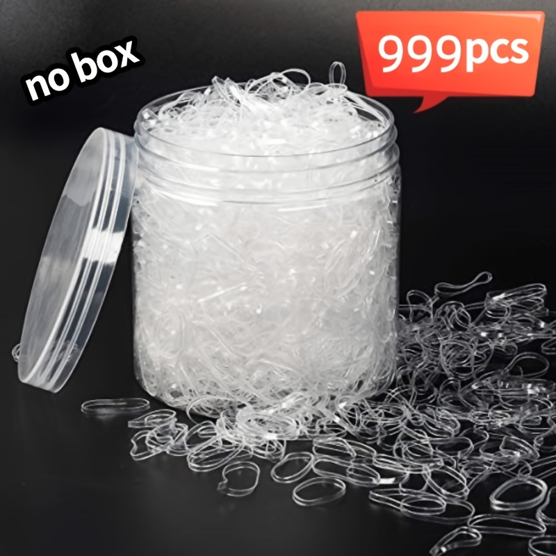E-shop 999 Stück Damen Haargummis, Einfach, Elegant, Transparent, Hochelastisch, Große Kapazität, Kleine Größe, Haarringe, Mini Gummibänder, Haarband,