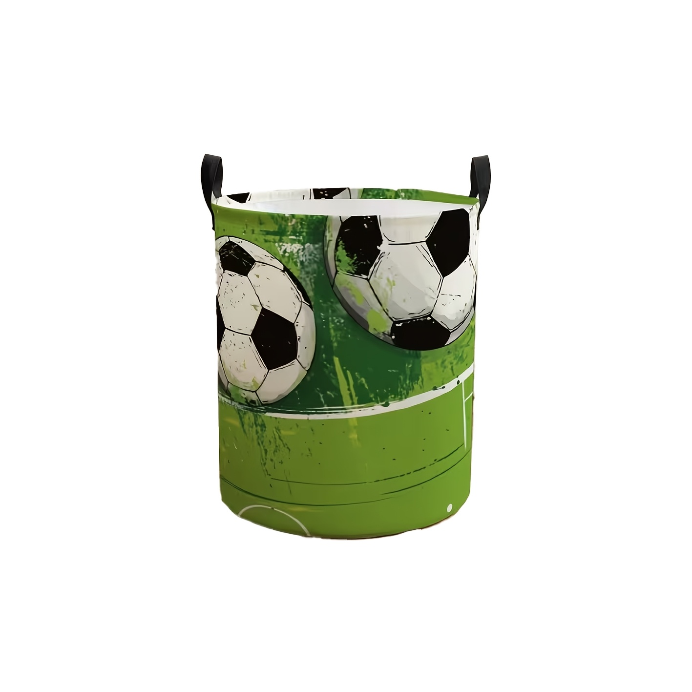 TEMU 1pc Graffiti Soccer Football Field Laundry Hamper, Collapsible Fabric Storage Basket, Clothes Organizer Bin For Bedroom, Laundry Baskets