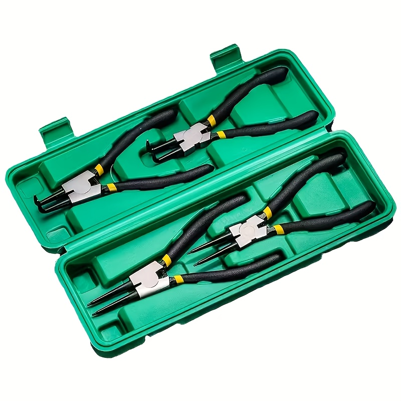 4pcs Heavy Duty Snap Ring Pliers Set With Storage Case - Professional Circlip Tool Kit Suitable For Straight & Bent Lock Ring Removal, Retaining Ring Tool For Automotive,, Electronics,, Workshop Use