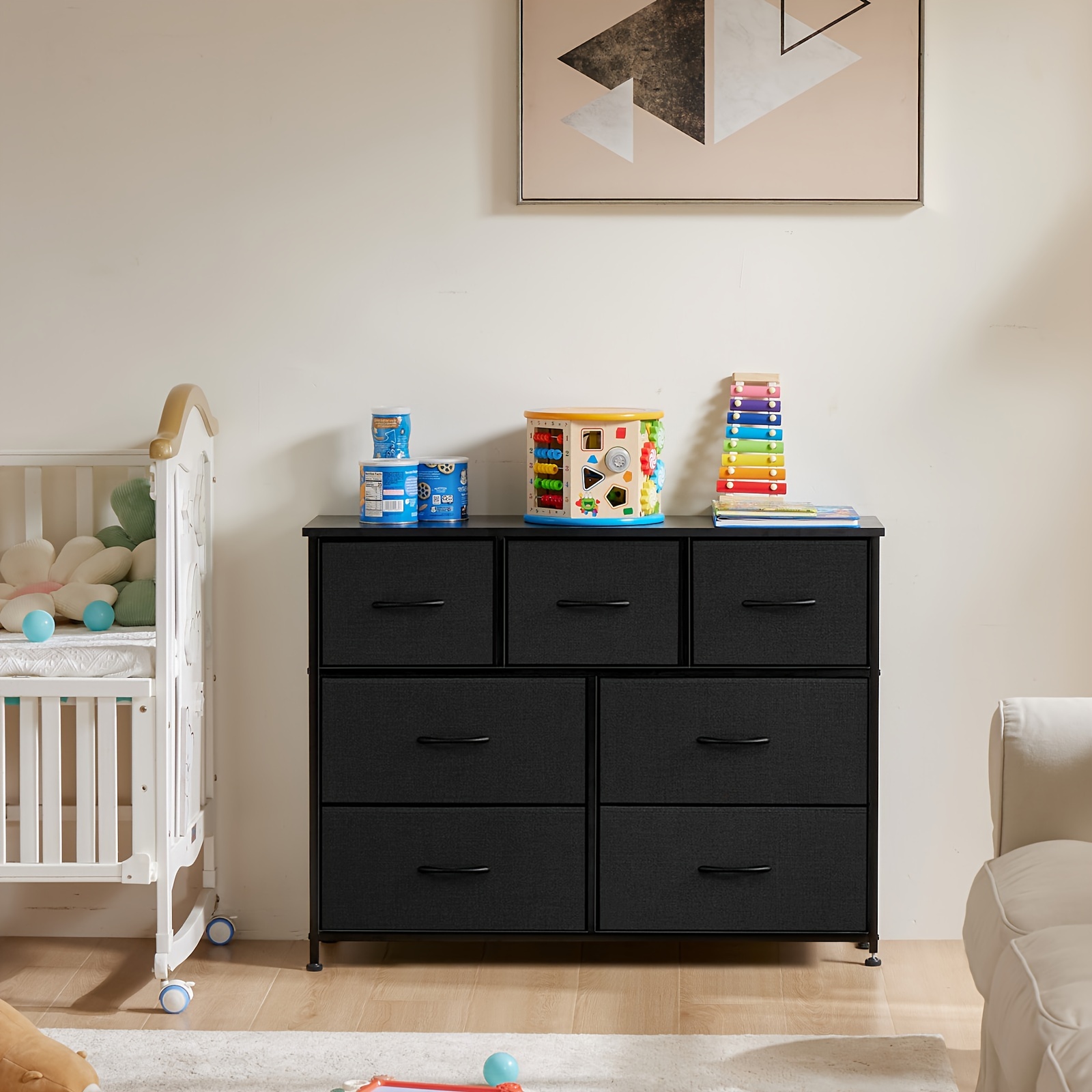 

Dumos Compact Nightstand With Drawers, Wooden Top And Fabric Cabinet, Perfect As Kids' Side Table, Mini Bedroom Dresser, Or Entryway/dorm Furniture - In 4 Colors