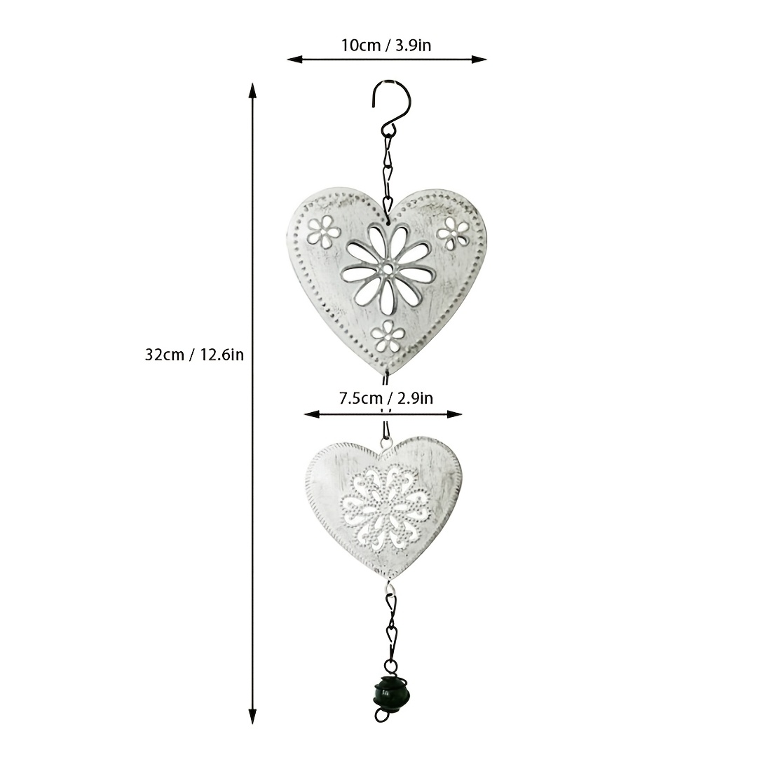 TEMU a forma di cuore in ferro battuto stile vintage, ornamento decorativo da appendere per giardino e balcone
