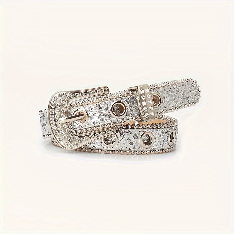 Rhinestone Pin Women's Belt, Trendy Jeans Accessory For Stylish Outfits