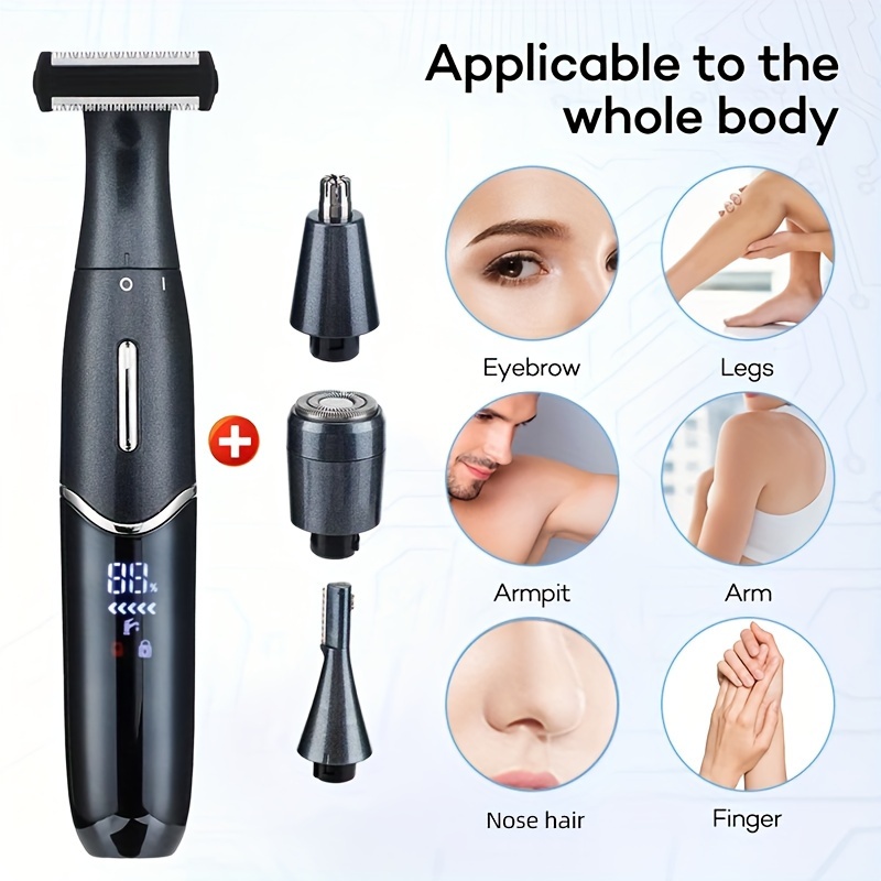 beard trimmer for men body nose ear facial hair shaving kit electric shaver for men 4in 1 rechargeable hair trimmer nose trimmer electric shaver for   removal of facial and body hair Product details 2