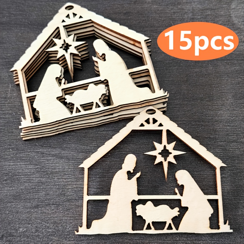 TEMU 15 pièces Décorations de Noël en Bois, de la Design Maison, Étiquettes en Bois pour Noël, Décoration de Fête pour Noël, Pâques et Autres