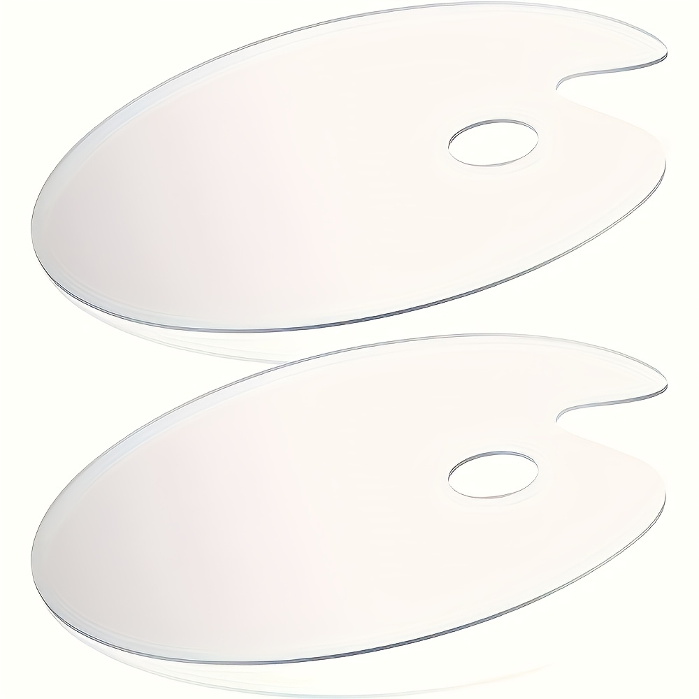 TEMU 2pcs Clear Acrylic Paint Palette Mixing Oval Shaped Oil Paint Palette Thumb Hole Artist Painting Palettes For Diy Art Craft Painting 30×20cm