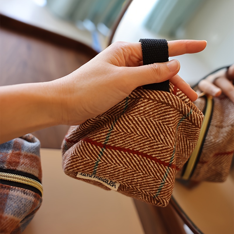 Geometric Cube Clutch Metallic Zipper Handbag Creative Twill Pattern Storage Bag Small Size Cosmetic Bags