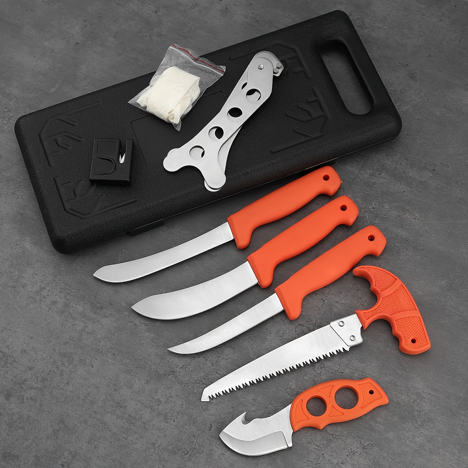 9 Knife Set Field Dressing Kit Skinning Knives Gut Saw Rib & Temu