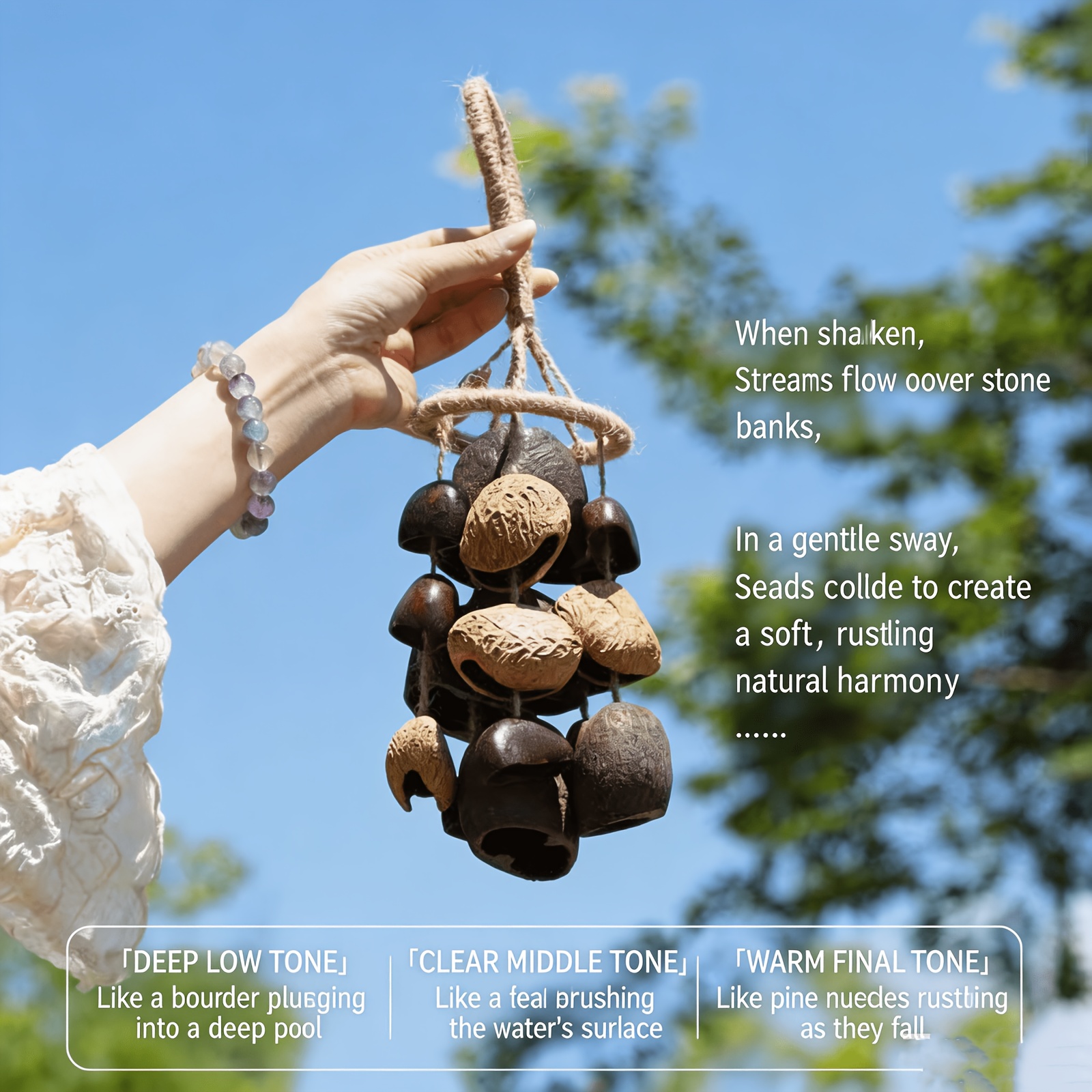 TEMU Handmade Wind Chime With Catkins, Seed Pods, And Stream Relax For Relax