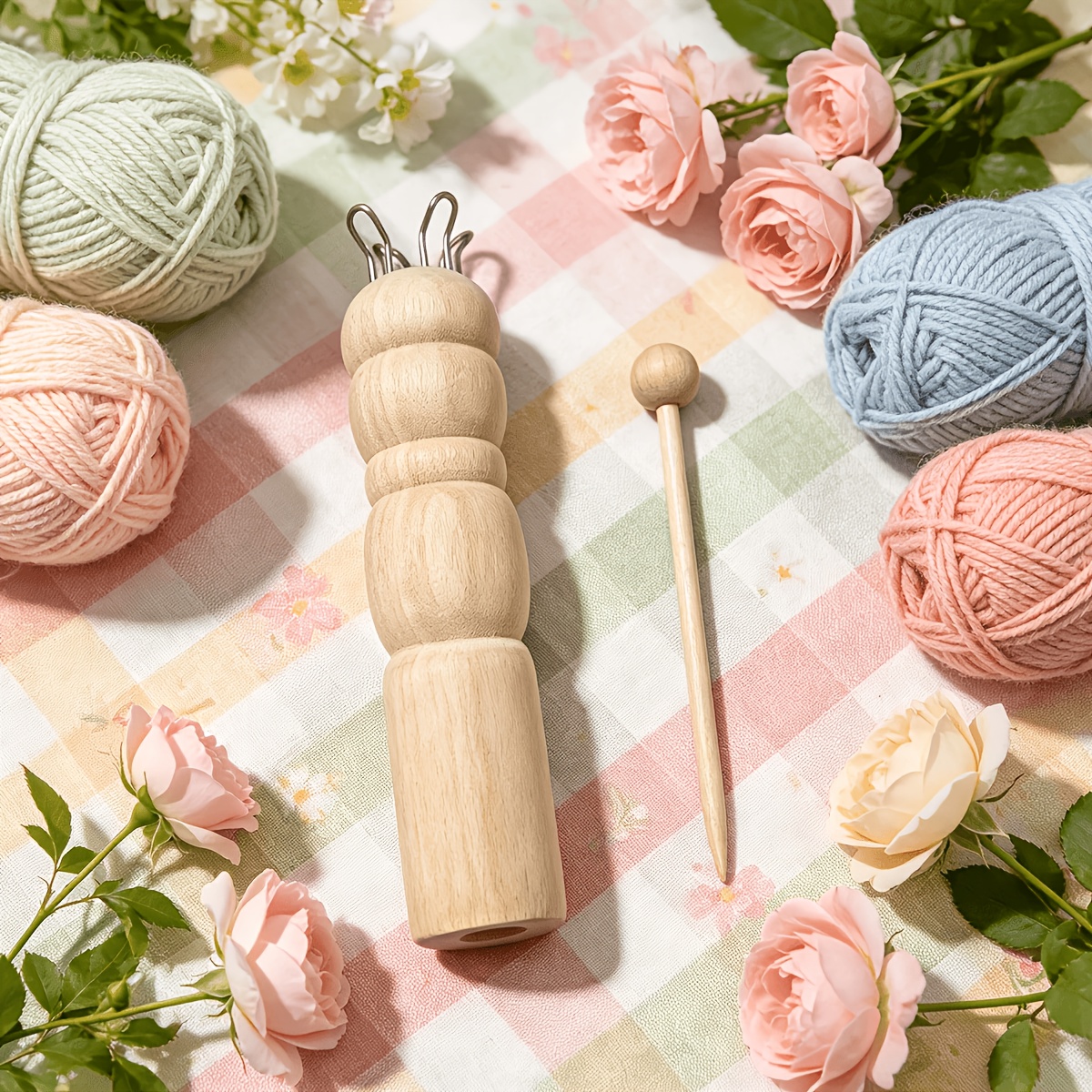 1pc Wooden Knitting Tool | Includes Wooden Needle Holder, Segmented Design, Rounded Edges, Suitable For Yarn Knitting, Scarf, Hat, Sock Making, Handcrafted Fabric, Ideal For Gifting And Desk Storage