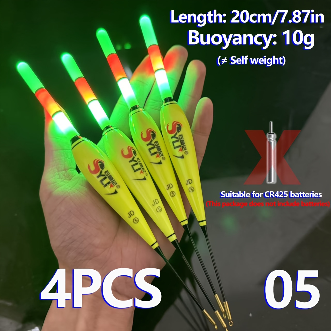 TEMU 4 бр. Бит Флот Нощна риболовна флотация - Неон зелен и червен, висока видимост, LED светлини за дневна и нощна риболовна, идеални за морска,