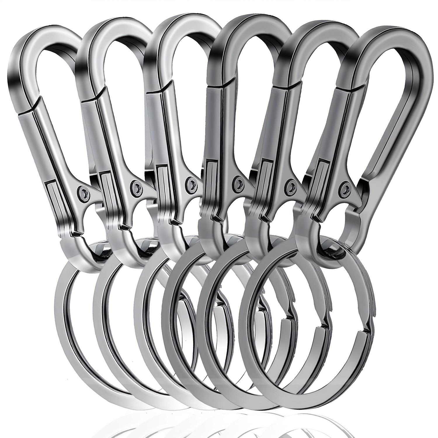 

Pucxobe 6-pack Heavy-duty Zinc Alloy Carabiner Keychain Clips, Spring Snap Key Ring Chains Quick Release, Men & Women Versatile Key Holder Hooks