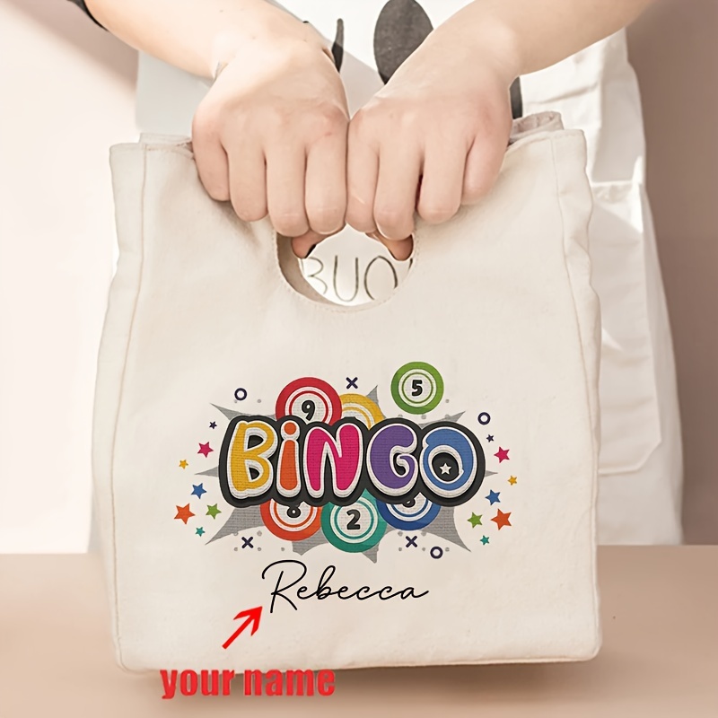 

1pc Sac Isotherme Déjeuner Bingo Personnalisable - Léger, Lavable en Machine en Polyester avec Design Coloré "BINGO" & Nom de Rebecca - Cadeau Idéal pour -, Sac Bingo