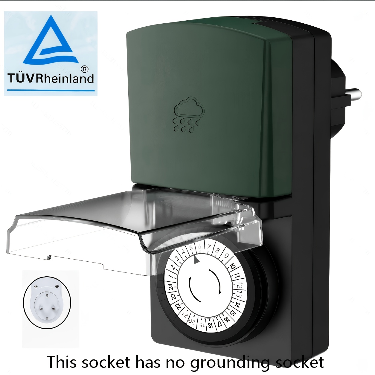 mechanische timer volgens europese  , ip44-classificatie, kleine mini-timer, 230v 16a  , handmatig instelbare timer,   insteltijd 30 minuten, tot 48 aan/uit-  per dag, met sluiterfunctie, geschikt voor thuis, binnenplaats, keuken, kerstverlichtingsbediening, tuin, gazon