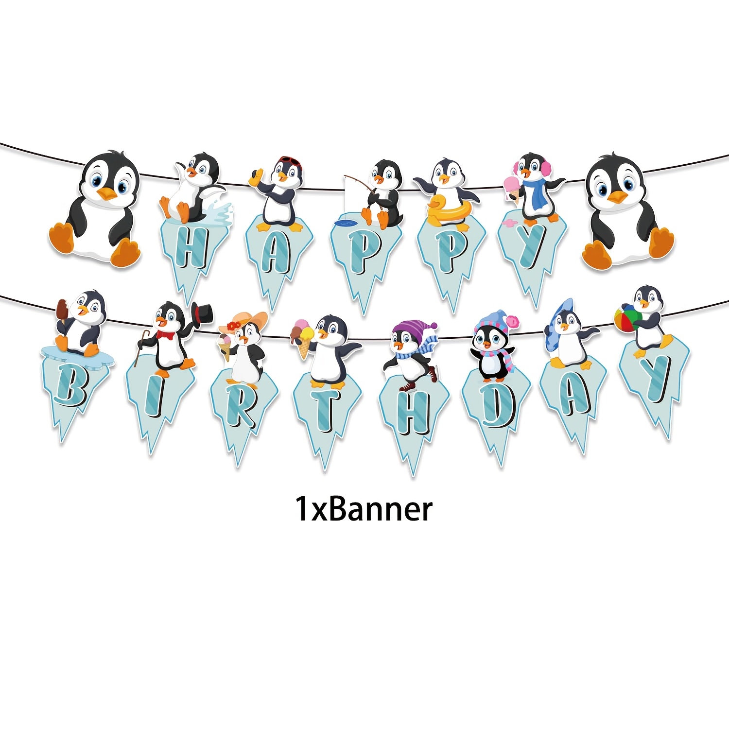Adorable Penguin Banner - Paper Garland Decoration For Party, Room, And Garden - , No Electricity Needed, Ideal For Birthday Celebrations